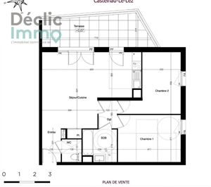 t3 à la vente -   34170  CASTELNAU LE LEZ, surface 63 m2 vente t3 - UBI445514957